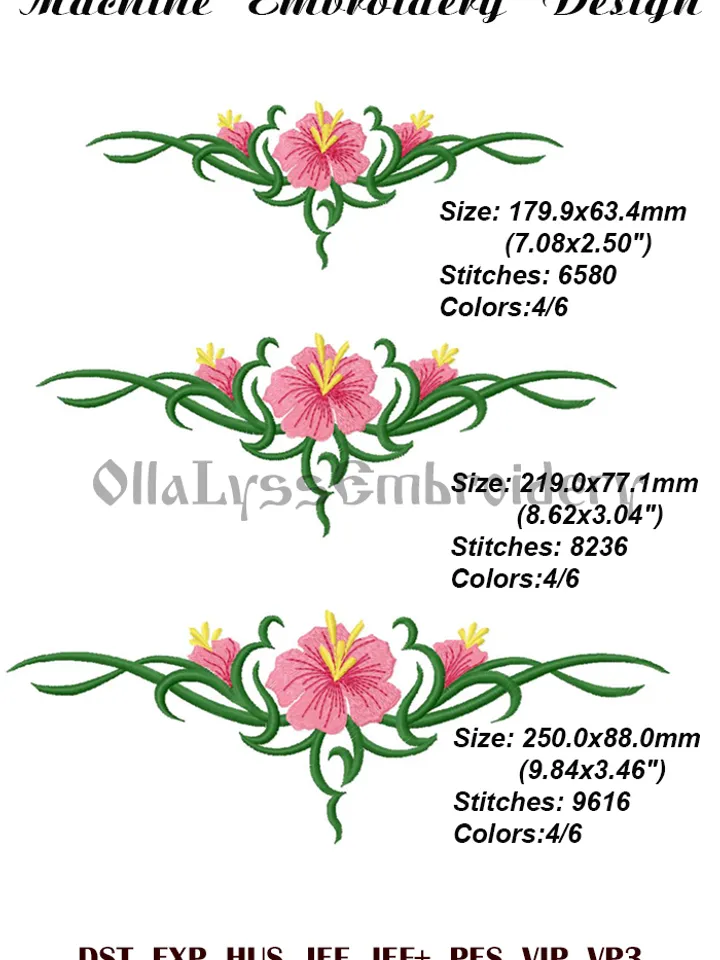 Hibiscus tattoo embroidery design - Free