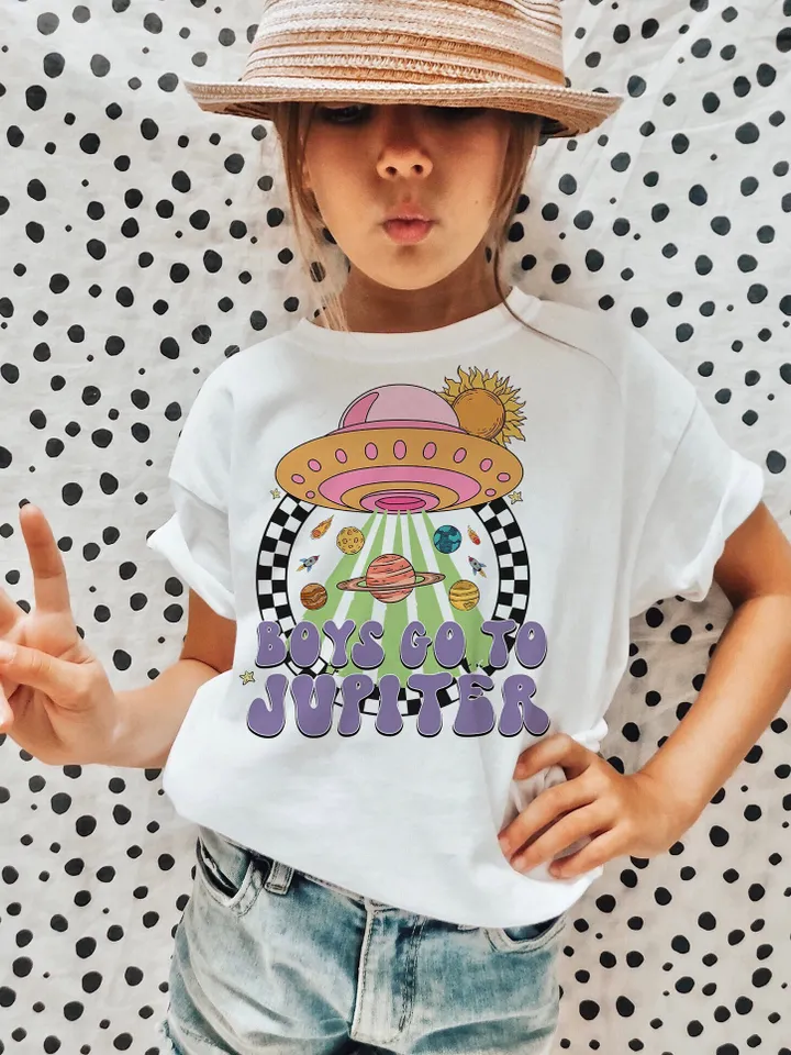 Boys Go to Jupiter Sublimation Design PNG Digital Download Printable Retro Groovy Alien UFO Spaceship Girl Kids Girly Cute Children's School