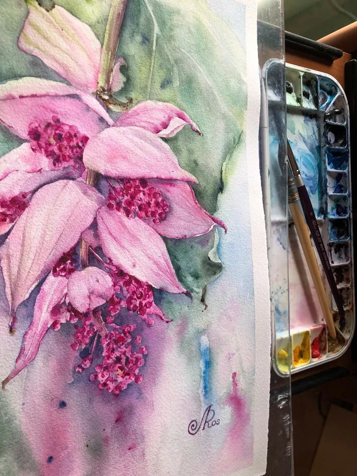 Flowers Original Painting Tropical Floral Watercolor Bouquet Painting