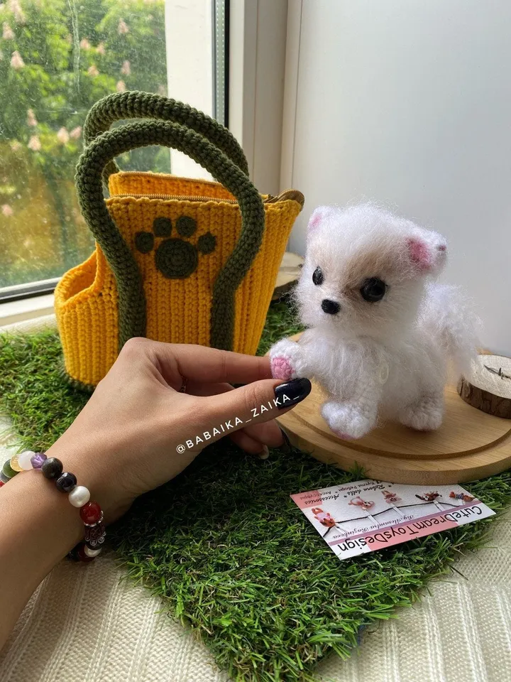 PDF Crochet Spitz Dog Puppy in a bag, Amigurumi Dogs , Pomeranian pattern, Crochet Animal Pattern, Crochet Puppy Pattern, Amigurumi baby toy