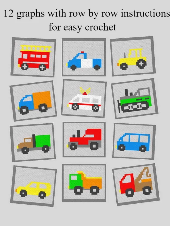 Crochet C2C Cars Collection graphgan blanket pattern PDF