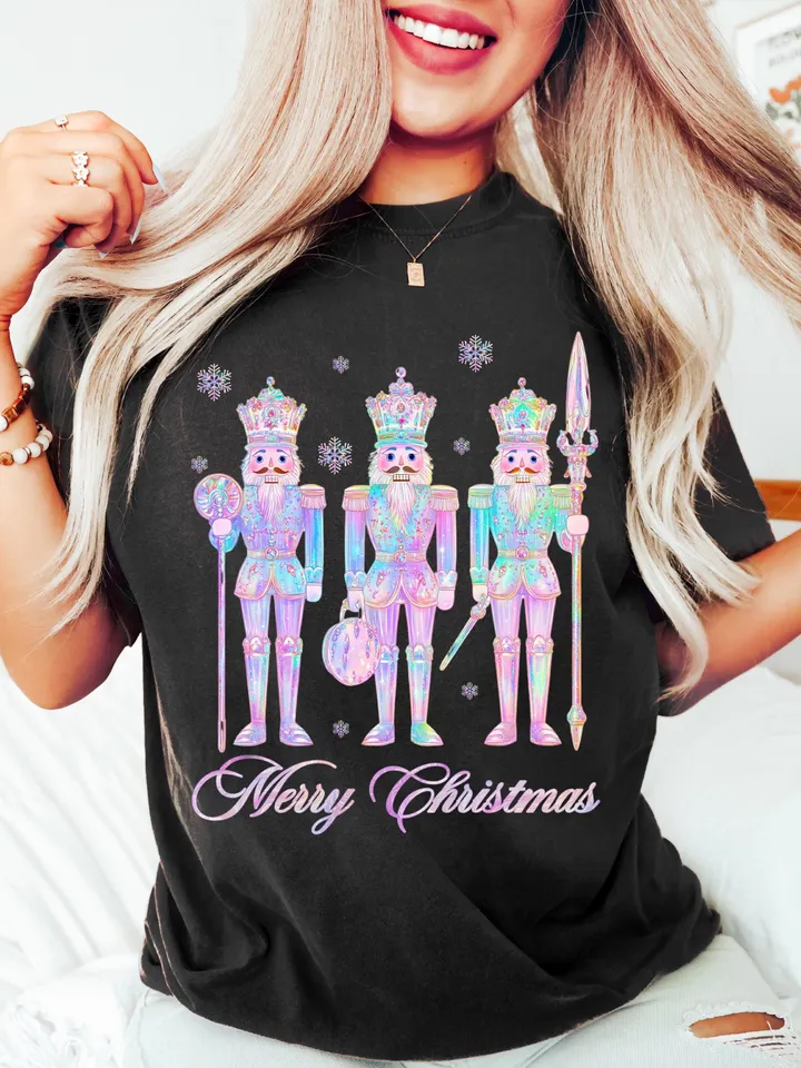 Iridescent Nutcracker Friends PNG, Pink Christmas PNG, Coquette png, Pink bow png, Pink Christmas PNG sublimation, Coquette Christmas png