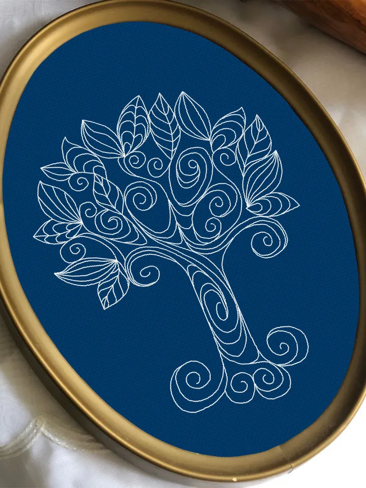 Mandala tree of life blackwork pattern PDF download Backstitch chart Mandala ornament tree, Blackwork tree embroidery PDF, Nature, Leaf #W24