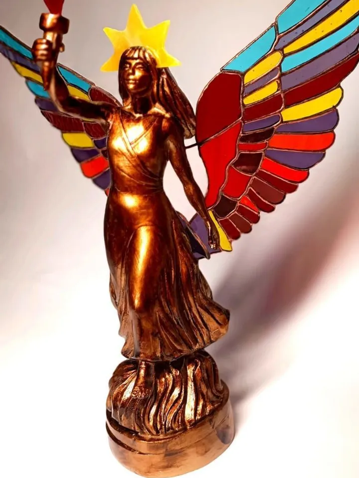 Nika Night Light. Tiffany Stained Glass, Nika Night Light, Tiffany Stained Glass Night Light, Lamp with the Goddess NIKA, Stained Glass with the Olympic Goddess NIKA, Stained Glass Lamp