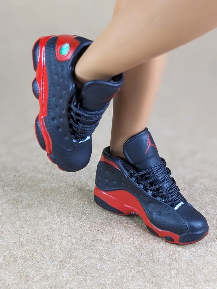 Premium black & red sneakers for 12 inch male dolls