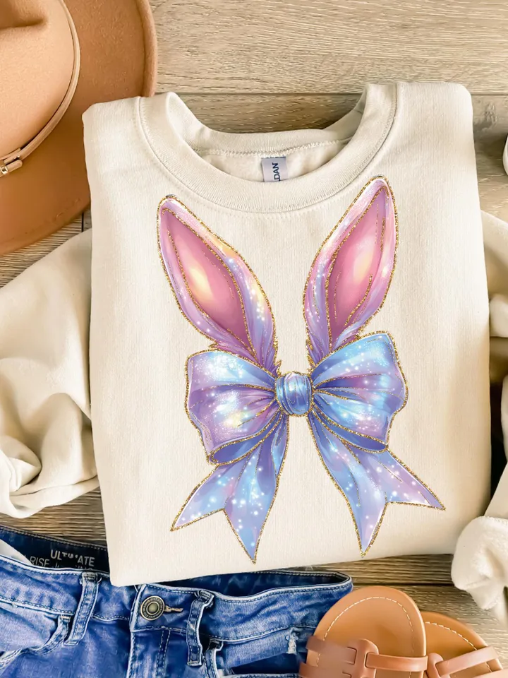Easter Bunny Coquette PNG, Glitter Easter Bunny png, Happy Easter png, Easter png, Girls Easter Png, Bunny Bow Png, Easter Shirt, Spring png