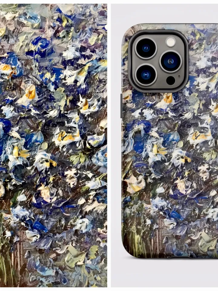 Forget me not bouquet flowers Tough iPhone case,made from my original oil painting,unique gift for her.