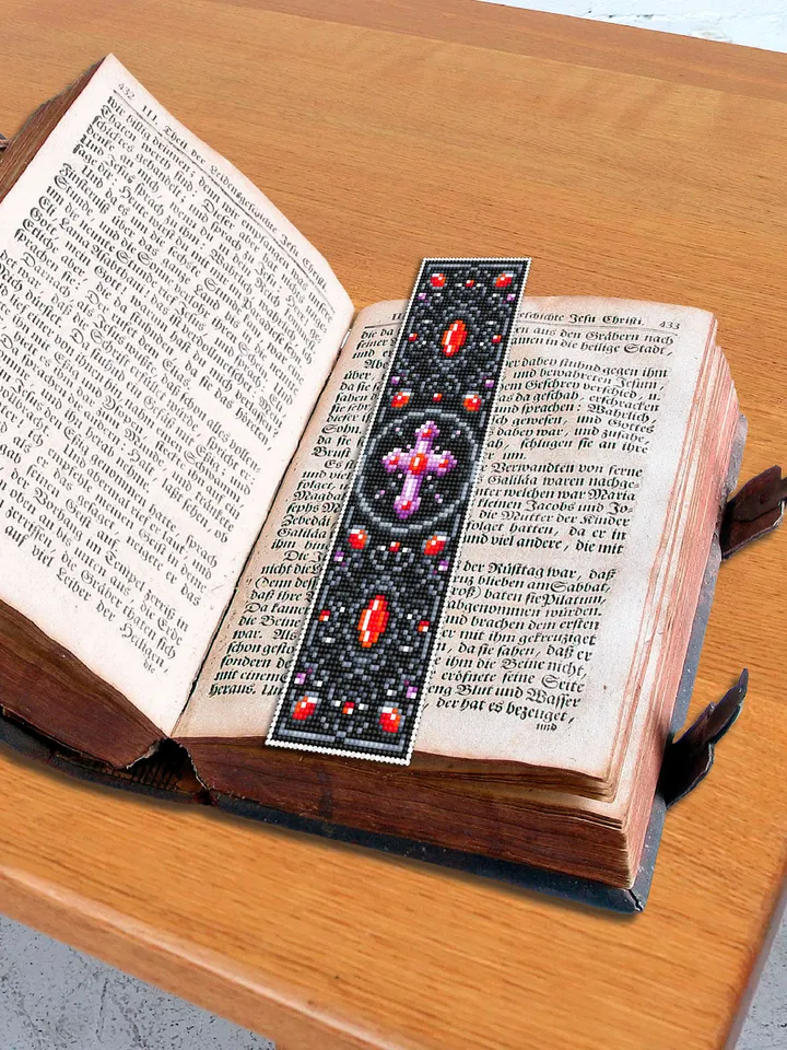 Gothic bookmark cross stitch pattern PDF download Vampire cross pattern digital PDF, Gothic cross stitch chart, Religious bookmark #B292