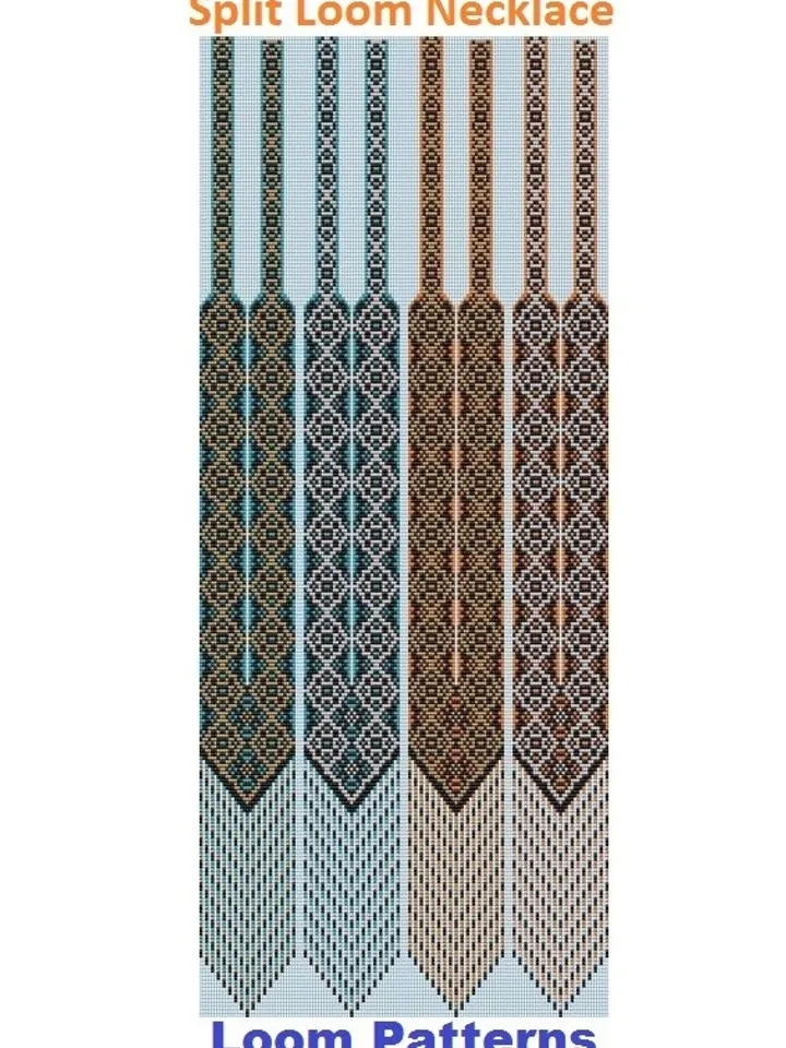 Bead loom patterns, schemes for a Gerdan-Split-Loom Necklace, Beading Loom only Pattern, Instant Download, PDF