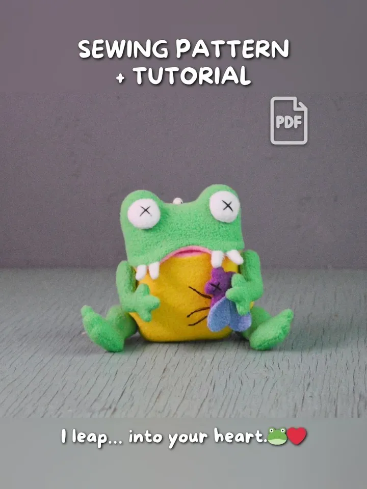 Fleece Frog Plush Pattern – PDF Softie with Insect Friend