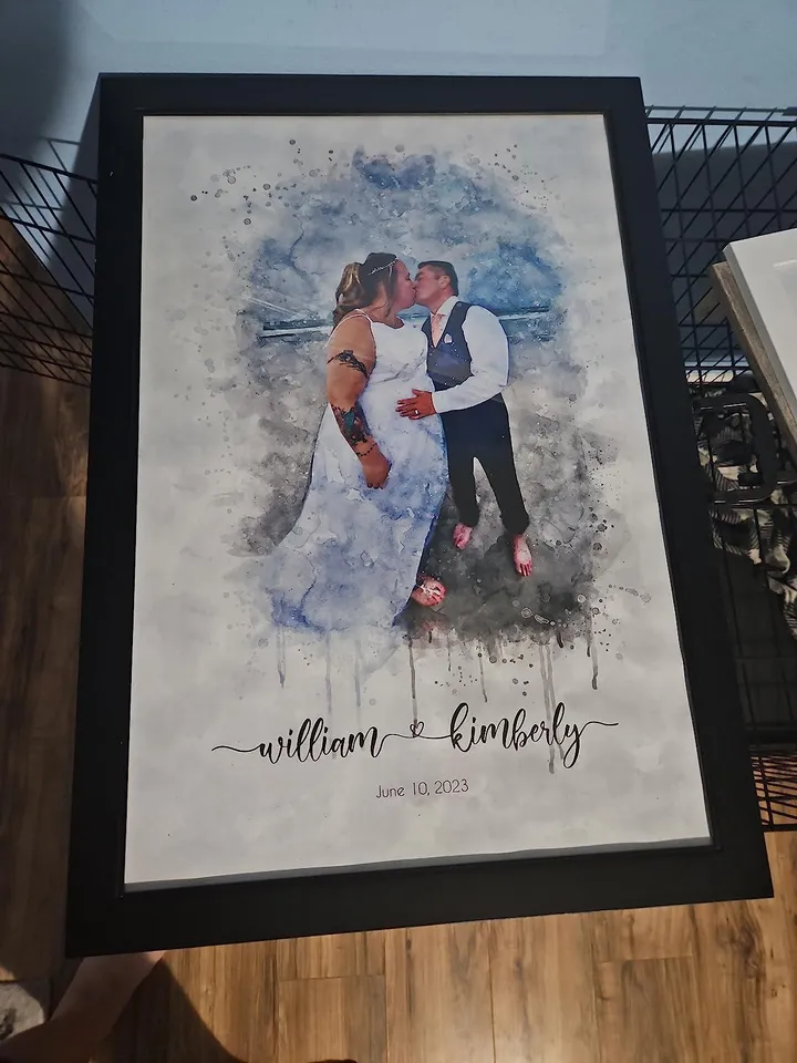 Watercolor Couple Portrait from Photo Custom Wedding Anniversary Gift Wife Husband Parents Engagement Gift for Friend