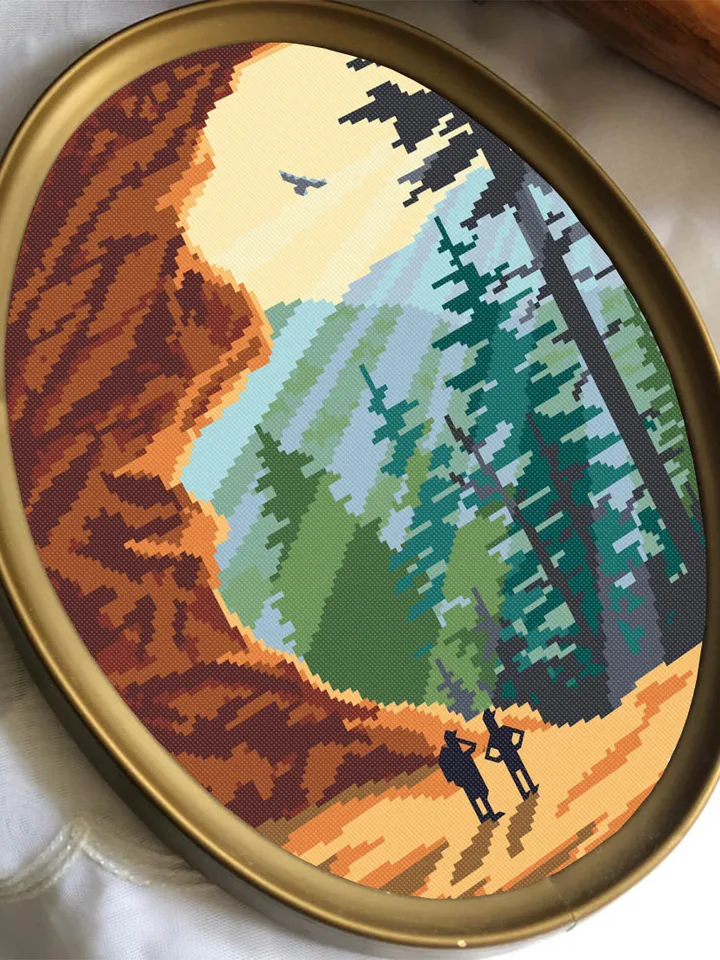 Great Smoky Mountains National park cross stitch pattern PDF Mountain landscape embroidery beginners Nature USA cross stitch chart #L27