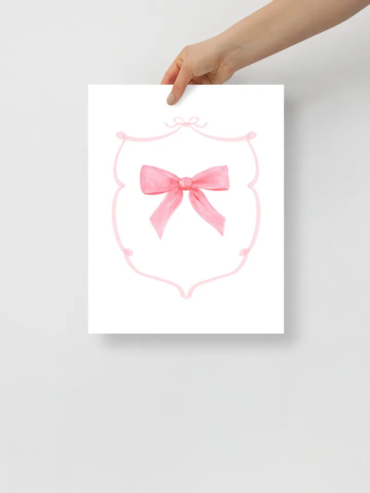 Pink Bow Watercolor Painting ,Set Of 4, Wall Art Prints