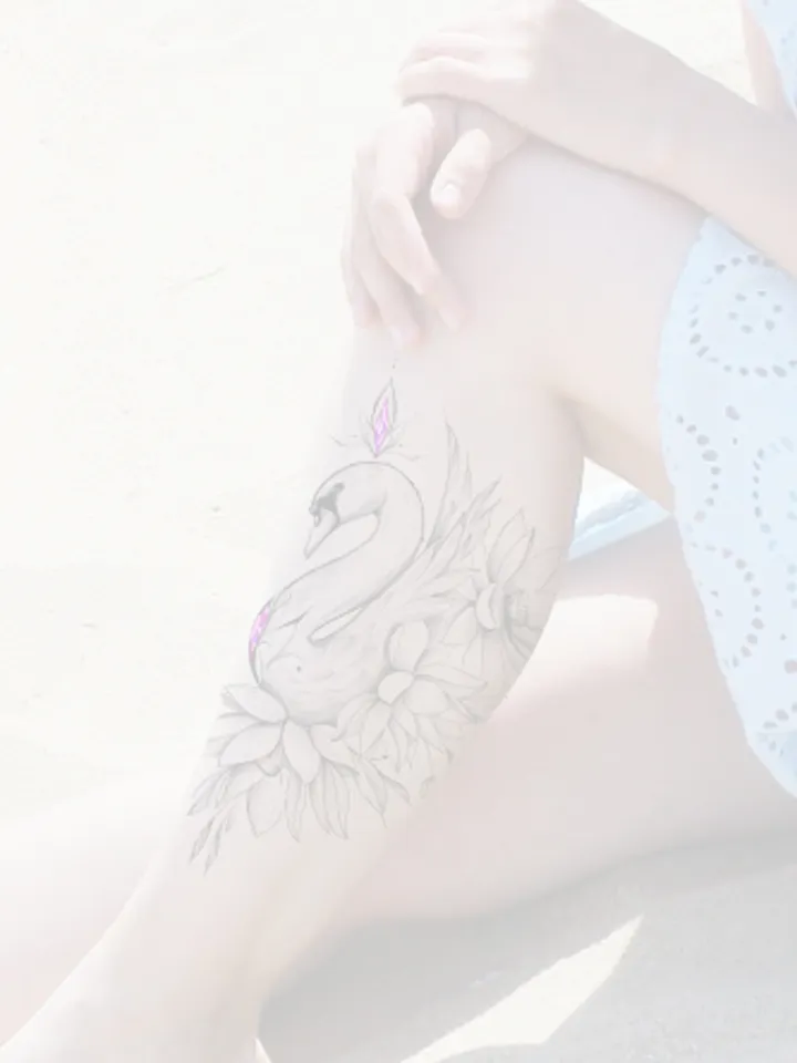 Swan Tattoo Design With Flowers Swan Tattoo Idea Stencil Sketch, Instant download PDF, JPG