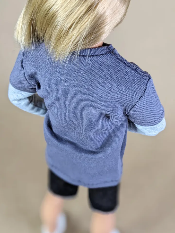 Gray long-sleeve T-shirt for 12-inch fashion male dolls
