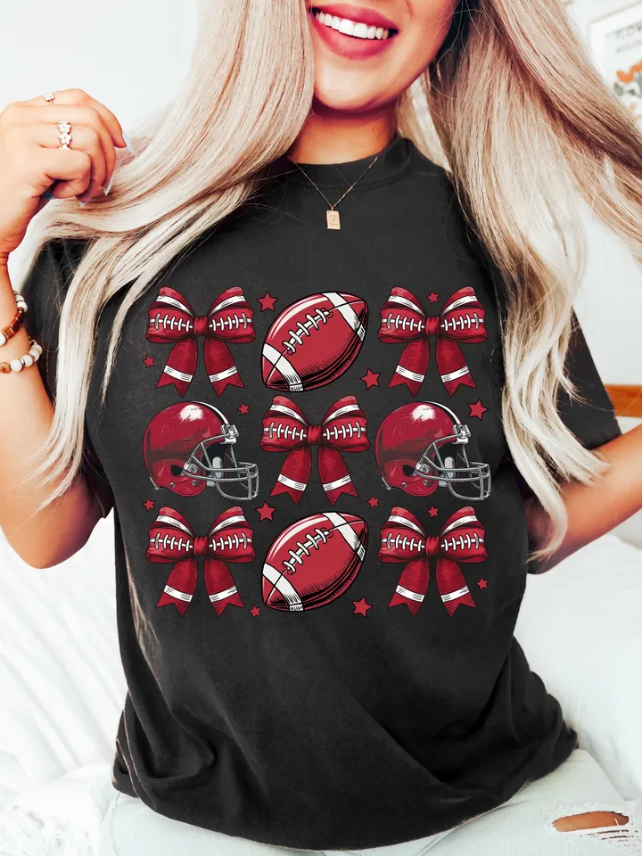 Coquette Football PNG, K City Football PNG Football, Game Day, Football Girly, Football Season, Red Team Football and Bow Clipart