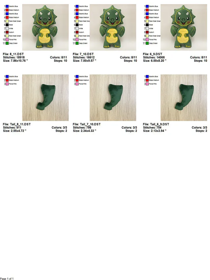 Dragon Stuffed Toy In The Hoop ITH Pattern plush Toy digital design for Machine Embroidery