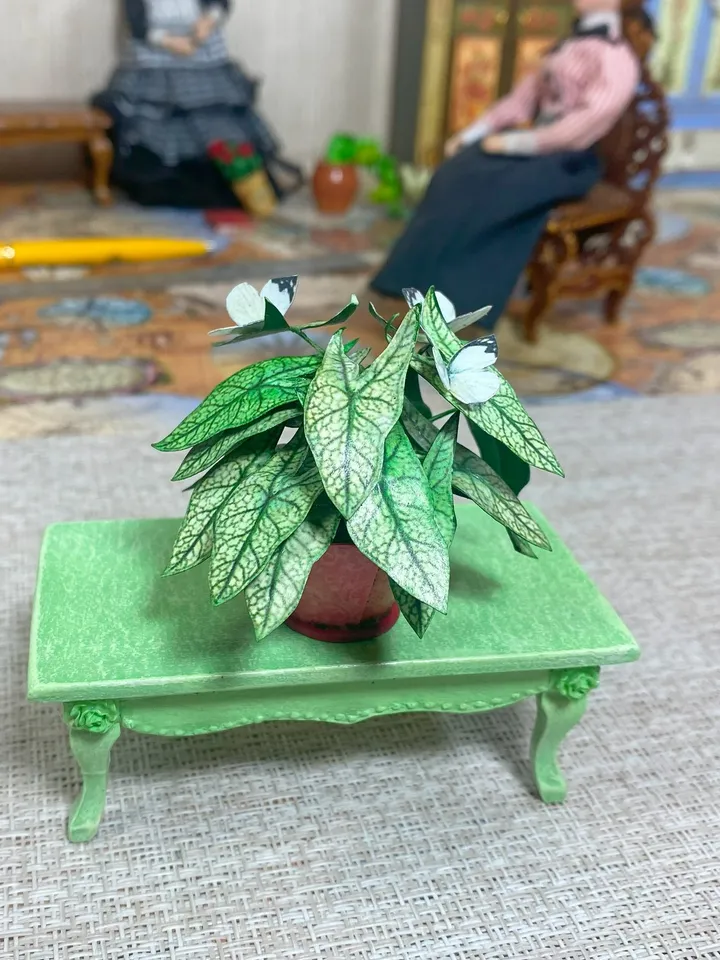 Flowers in a pot. 1:12. TUTORIAL. Dollhouse miniature.Flowers for a doll.