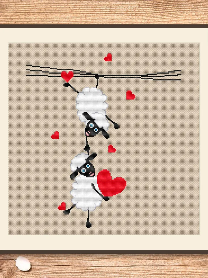 Sheeps in Love Cross Stitch Pattern, Sheep Cross Stitch, Embroidery Love, Sheep xStitch, Sheep Pattern, Love Pattern #vl002