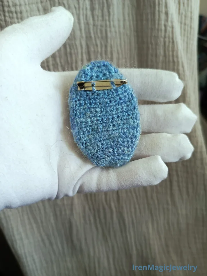 Crocheted Mohair Brooch with Embroidered Wildflowers