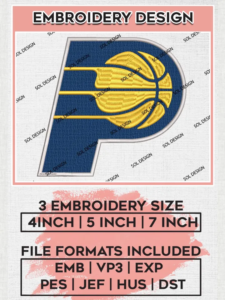 Indiana Pacers Embroidery Designs, NBA Machine Embroidery Designs, NBA Embroidery Design, NBA Pacers, Machine Embroidery Pattern, Digital Download