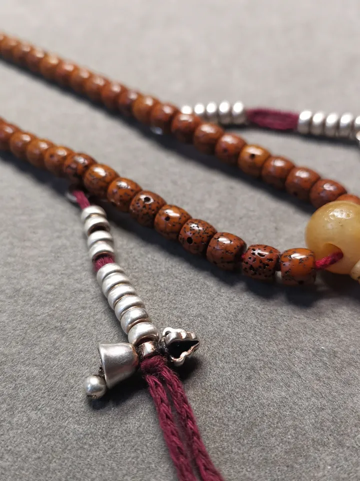 Gandhanra Handmade 5mm Tibetan Sterling Silver Prayer Bead Counters for 6-15mm Mala,with Dorje Vajra Pendant,Spiritual Practice Tools