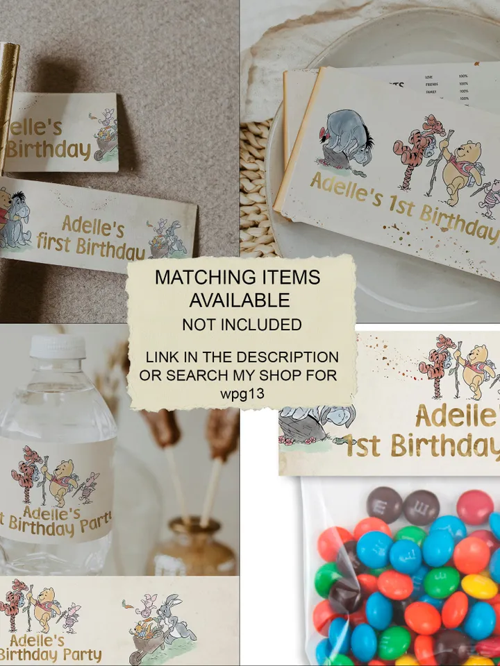 Happy Birthday Banner Winnie the Pooh Birthday Party; Winnie Pooh 1st Birthday Editable Birthday Banner Birthday Party Decoration Pooh Wpg13