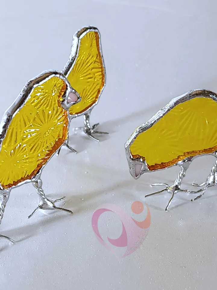 Mini Yellow Stained Glass Chick Suncatcher Baby Chicken Window Decor Perfect Gift for Chicken Lovers
