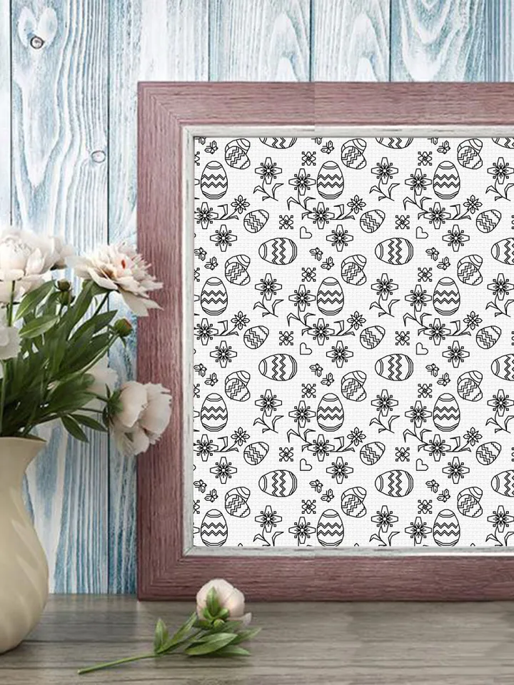 Easter sampler blackwork pattern PDF Monochrome backstitch repeating pattern embroidery, Blackwork embroidery download PDF, Easter eggs #W17
