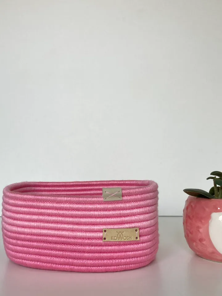 Soft pink storage basket 3.5'' x 7.5'' Square basket
