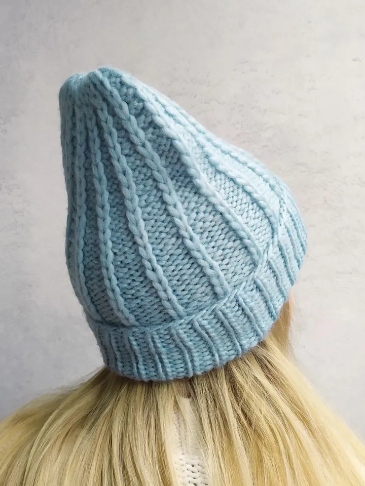 Woolen blue winter womens hat