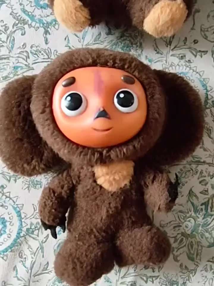 old toy Cheburashka,Soviet plush vintage,musical Cheburashka,toy