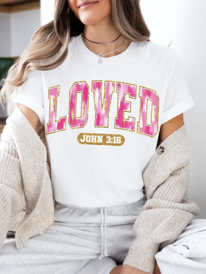 Christian Valentines Png, Loved John 3:16 Png, Bible Verse Png, XOXO Png, Brushstroke Valentine Png, Checkered Varsity Png, Digital File