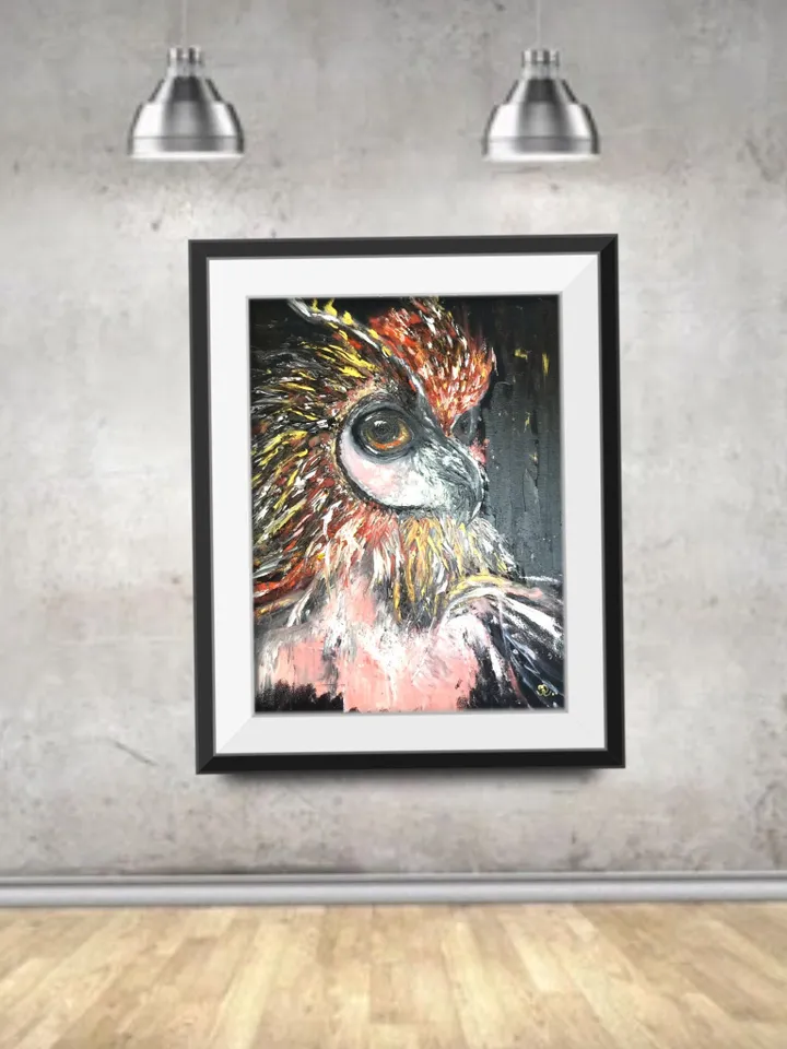Fantasy woman-owl, original oil painting on stretched canvas,home decoration wall art,hand made ,gift for her.