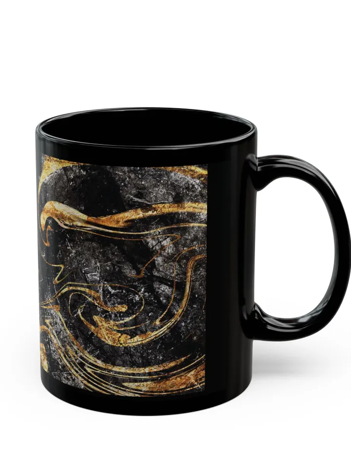 Black and Gold Accent Mug | Luxury Coffee Cup | Modern Black Gold Ceramic Mug | Stylish Gift for Coffee Lovers | Tea Mug with Gold Details