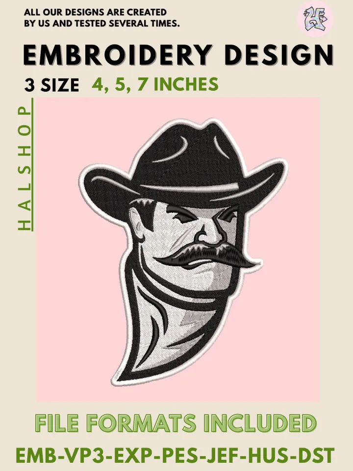 New Mexico State Aggies NCAA Team Funny Mascot Logo Embroidery Design Files – College Sports Machine Embroidery, 3 Sizes, Digital Instant Download