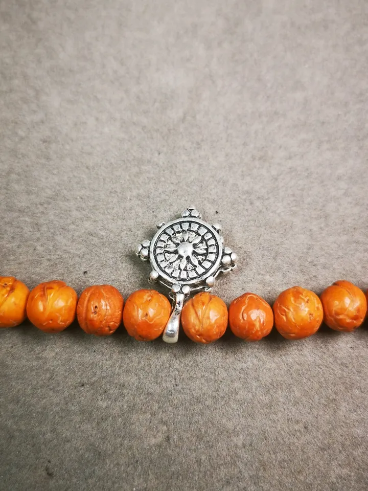 Gandhanra Handmade Buddhist Mala Counter Clip,Bum Counter Clip for Prayer Beads,Dharmachakra / Prayer Wheel Shape,Mala Accessories