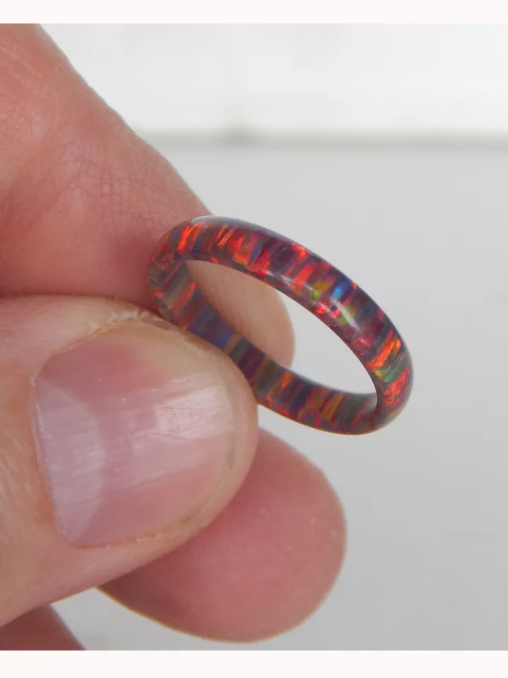Unique very beautiful ring. Solid opal band. Solid opal ring.