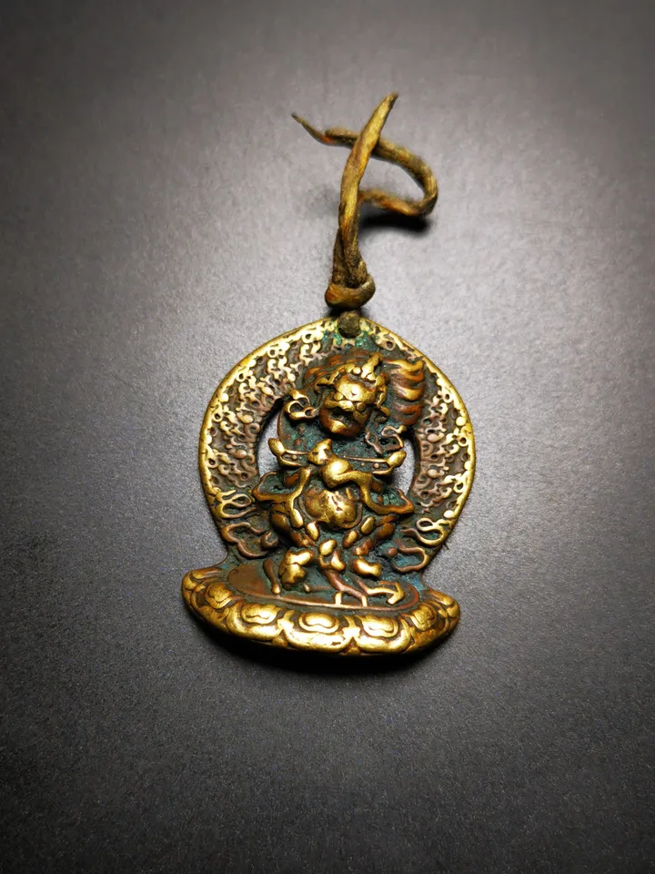Gandhanra Antique Tibetan Buddhism Amulet Pendant,Panjaranata Mahakala,80 Years Old
