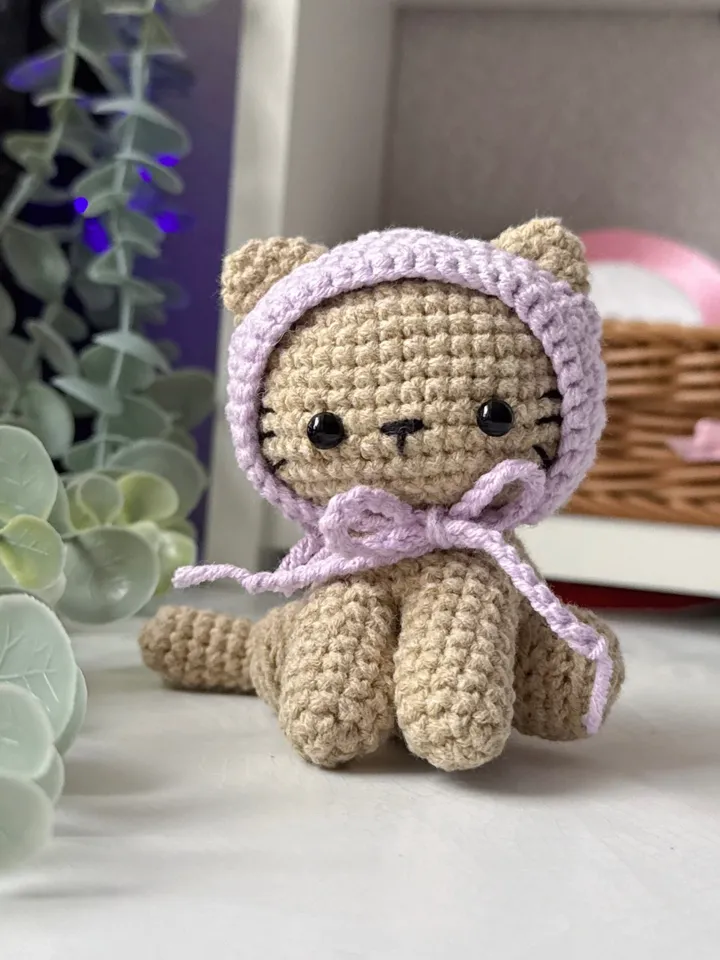 Crochet pattern kitty in the hat, crochet cat amigurumi, animals crochet pattern, PDF file US terms