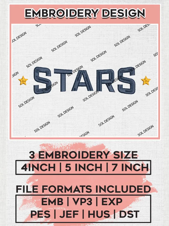 NBA G League Stars Basketball Team Logo Embroidery Designs, NBA G League Team Embroidery Files, Basketball Machine Embroidery Designs, NBA Salt Lake City Stars Team Logo, Sport Machine Embroidery Design, Digital Download