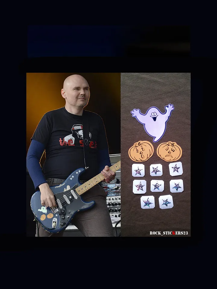 Billy Corgan blue Strat stickers Smashing Pumpkins guitar decal ghost set 11