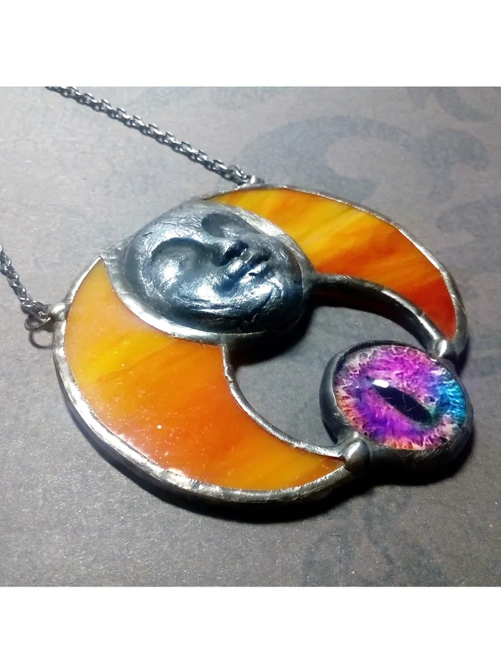 Moon crescent necklace, blood moon necklace, black lilith, soldered crescent, Halloween moon, witchy aesthetic