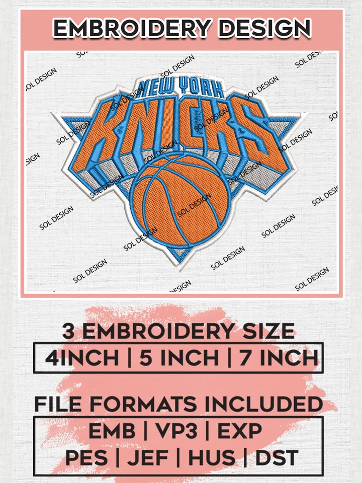 NBA New York Knicks Logo Embroidery Design, NBA New York Knicks Machine Embroidery Files, NBA Machine Embroidery Design, Machine Embroidery Design, Digital Download