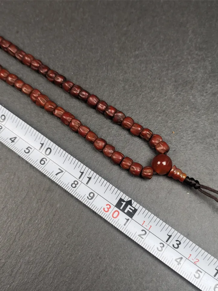 Gandhanra Old 108 Tibetan Cypress Seed Beads Mala,Prayer Beads Necklace for Meditation,Diameter 0.26", Circumference 25"