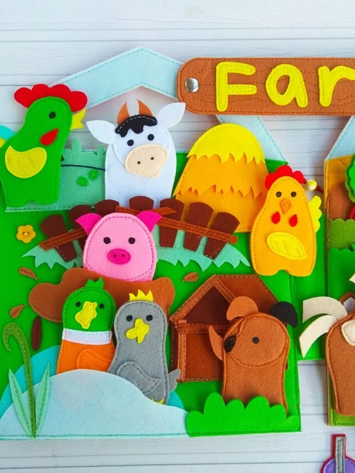 Farm Quiet book pattern for toddler, Felt book pattern pdf, Busy book ideas for kids 2, 3, 4 year old