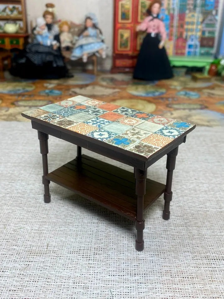 Handmade table for a dollhouse.1:12 scale. Doll house table. This table is ideal for scale 1:12.