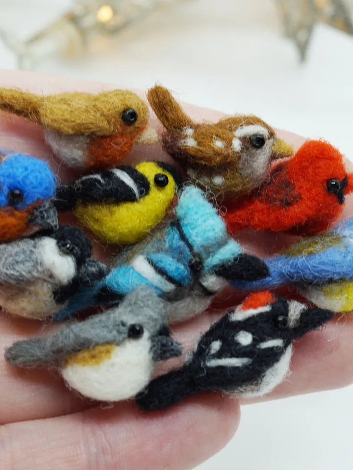 Tiny needle felted cardinal, miniature bird, made to order