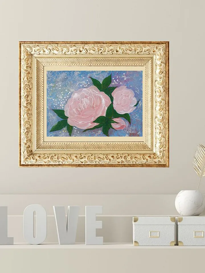 Pink Roses Painting Floral Original Art Flower Wall Art Small Acrylic Painting