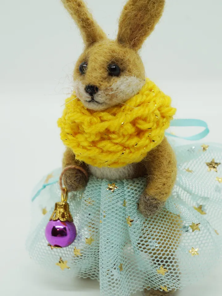 Lilly Belle, miniature needle felted rabbit, Christmas gift, ships from the US